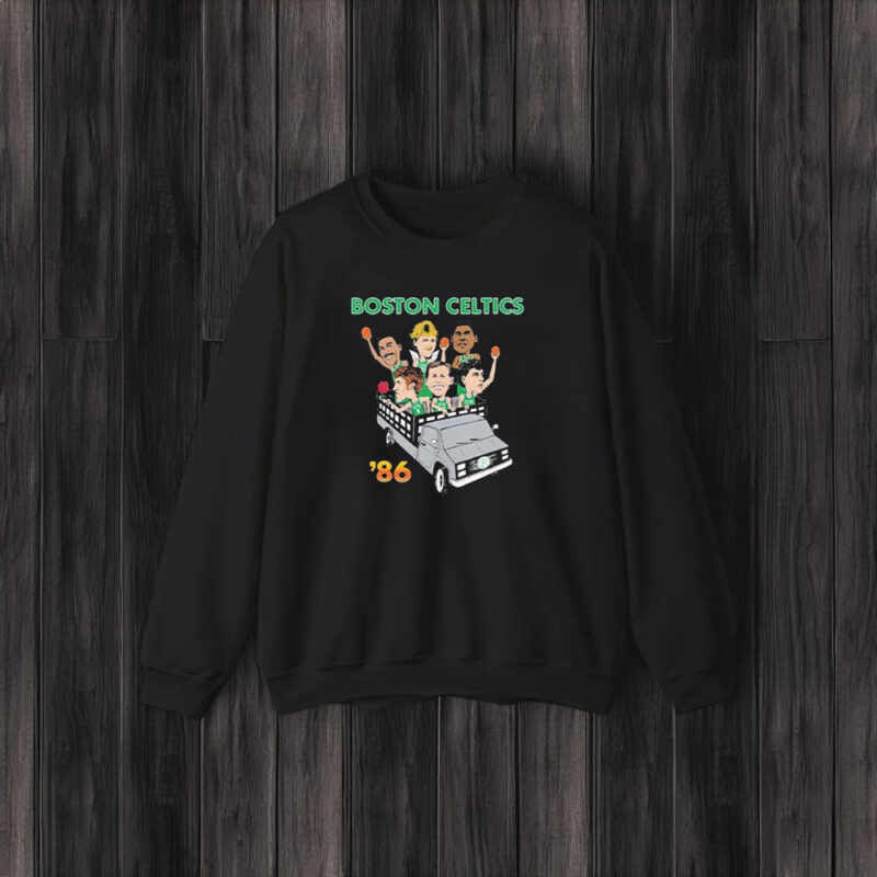 Boston Celtics 86 Driving Car Celts Finish T-Shirt