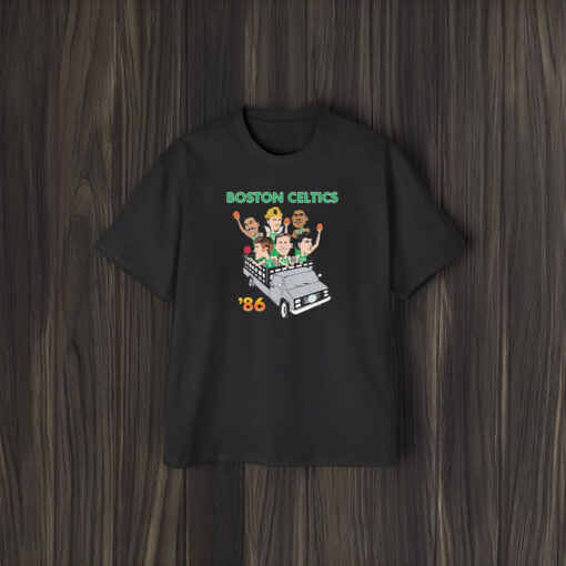 Boston Celtics 86 Driving Car Celts Finish T-Shirt2