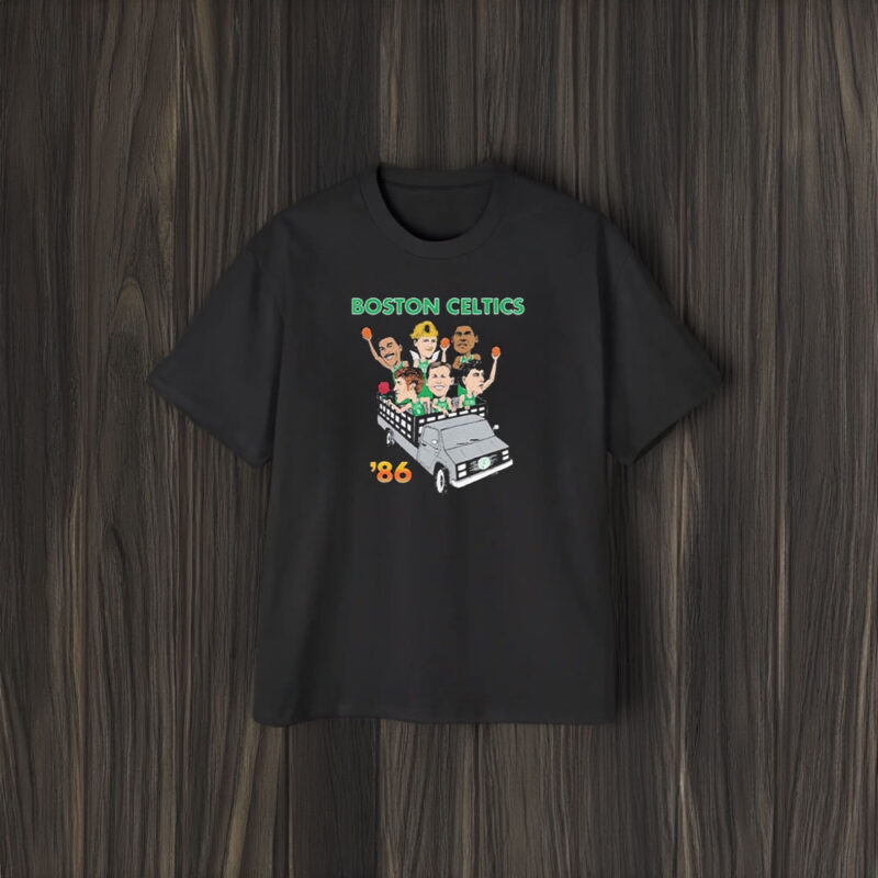 Boston Celtics 86 Driving Car Celts Finish T-Shirt2