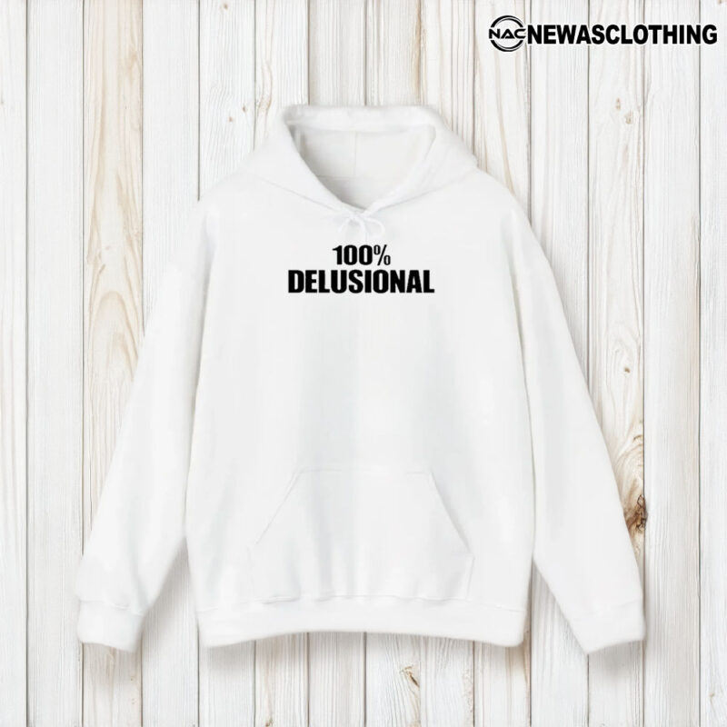 Diabolical Pee Wearing 100% Delusional T-Shirt1