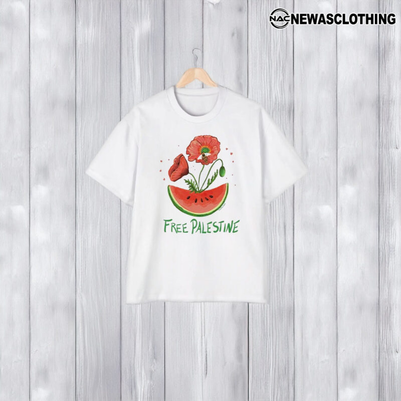 Free Palestine Watermelon And Poppy T-Shirt2