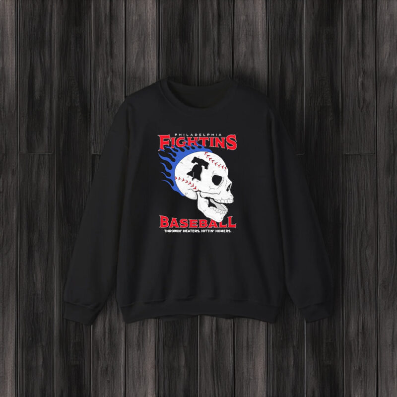 Philadelphia Fightins Baseball Throwin Heaters Hittin Homers Skull T-Shirt