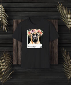 Protector English Mastiff Dog And Flowers T-Shirt