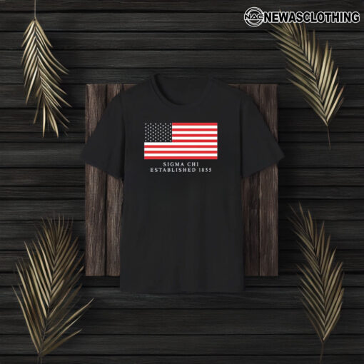 Sigma Chi Established 1855 America Flag T-Shirt3