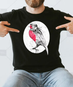 European Robin Ink Drawing Wildlife Inspired Art T-Shirt3