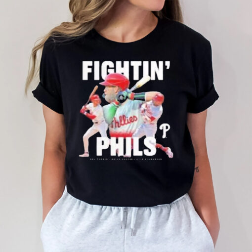 Trea Turner Bryce Harper And Kyle Schwarber Philadelphia Phillies Fightin Phils T-Shirt3