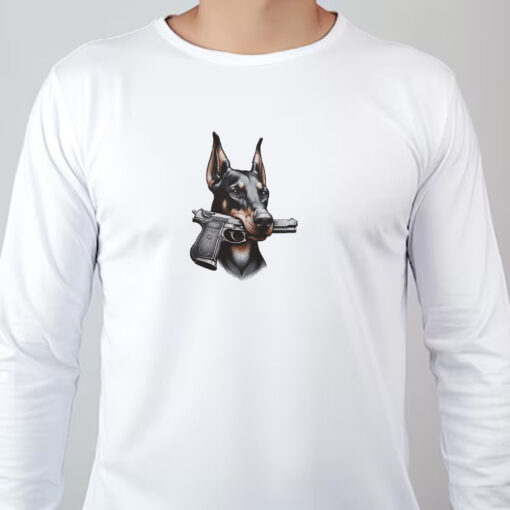 Doberman Pinscher with Gun Sweatshirt , T-shirt , Hoodie , Long Sleeve T-shirt3