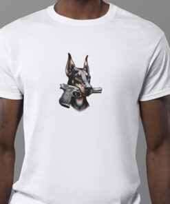 Doberman Pinscher with Gun Sweatshirt , T-shirt , Hoodie , Long Sleeve T-shirt1