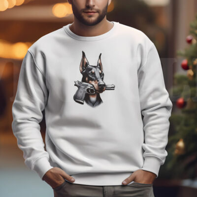 Doberman Pinscher with Gun Sweatshirt , T-shirt , Hoodie , Long Sleeve T-shirt3