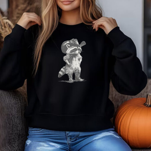 Western Raccoon Sweatshirt , T-shirt , Hoodie , Long Sleeve T-shirt , Retro Cowboy Racoon Graphic3